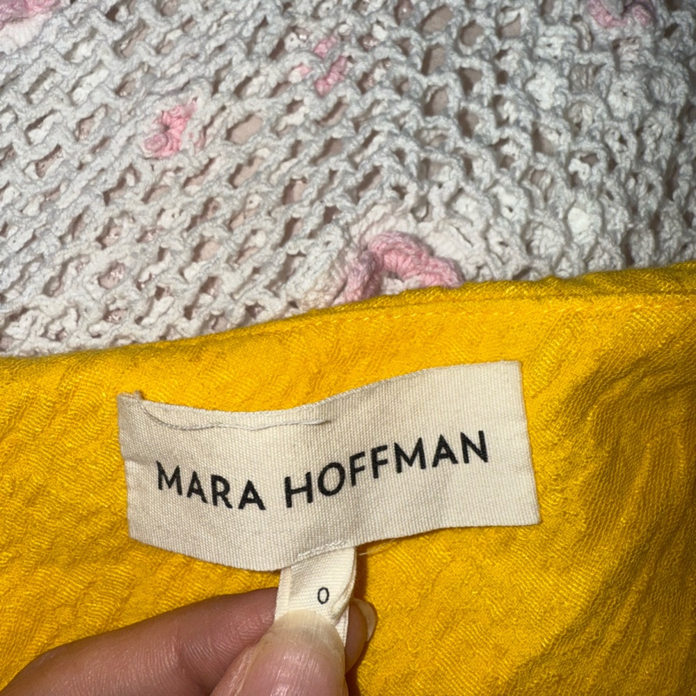 Mara Hoffman Emilie One-Shoulder Cotton Linen Cloqué Midi Dress Yellow Size 0 - Picture 6 of 10